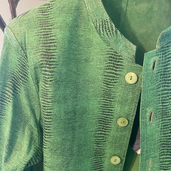 Green leather and suede jacket 1X NWT - Picture 5 of 15